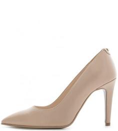 Бежевые кожаные туфли на каблуке Trussardi Jeans