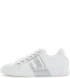 Кожаные кеды с серебристыми вставками Trussardi Jeans