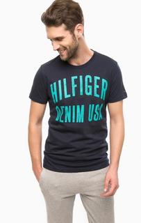 Синяя футболка с принтом Hilfiger Denim