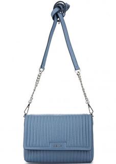 Кожаная стеганая сумка синего цвета Dkny