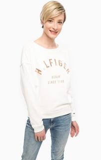 Белый свитшот с блестящим принтом Hilfiger Denim