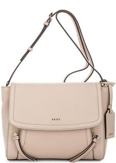 Сумка из натуральной кожи с откидным клапаном Dkny