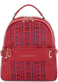 Красный рюкзак с декоративной перфорацией Trussardi Jeans
