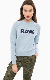Синий хлопковый свитшот с принтом G Star RAW