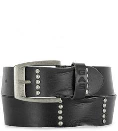 Широкий кожаный ремень с отделкой металлом Gas