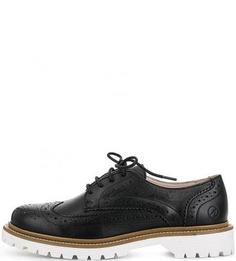 Черные кожаные полуботинки с брогированием Bronx