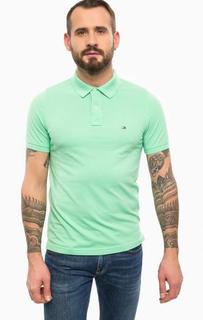 Хлопковая футболка поло мятного цвета Tommy Hilfiger