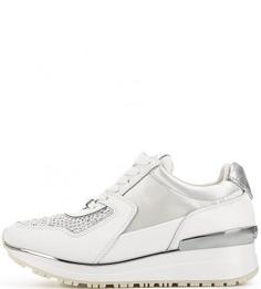 Кожаные кроссовки с отделкой стразами Liu Jo