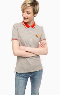 Серая футболка поло с вышивкой Tommy Hilfiger
