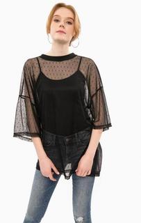 Туника из полупрозрачной ткани черного цвета Glamorous