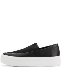 Кожаные слипоны с текстильной вставкой Dkny