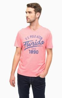 Розовая футболка с принтом U.S. Polo Assn.