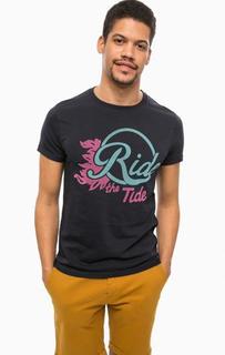 Синяя хлопковая футболка с нашивками Scotch&Soda