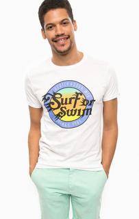 Белая хлопковая футболка с принтом Scotch&Soda