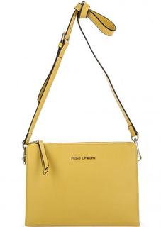Желтая кожаная сумка на молнии Fiato Dream