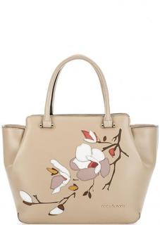 Бежевая кожаная сумка с нашивками Fiato Dream