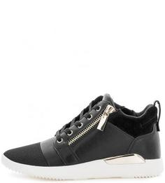 Высокие черные кеды на шнуровке и молниях Aldo