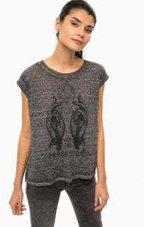 Серая футболка свободного кроя с принтом Alcott