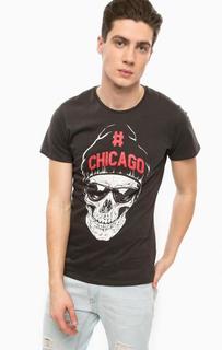 Серая хлопковая футболка с принтом Alcott