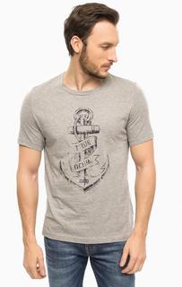 Серая футболка с принтом Mustang