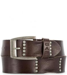 Широкий кожаный ремень с отделкой металлом Gas