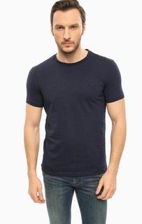 Синяя хлопковая футболка с круглым вырезом Lacoste