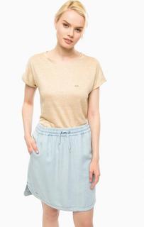 Бежевая футболка из льна Lacoste