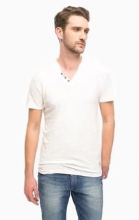 Хлопковая футболка с треугольным вырезом Tom Tailor Denim