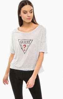 Футболка с короткими рукавами серо-синего цвета Guess