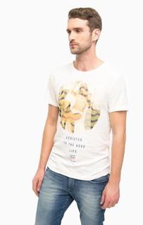 Белая футболка с принтом Tom Tailor Denim