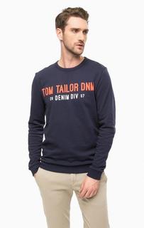 Синий свитшот с ярким принтом Tom Tailor Denim