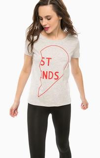 Серая хлопковая футболка с принтом Only