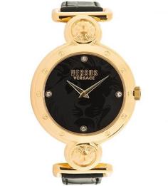 Часы круглой формы с черным циферблатом Versus