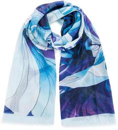 Палантин синего цвета с абстрактным рисунком Eleganzza