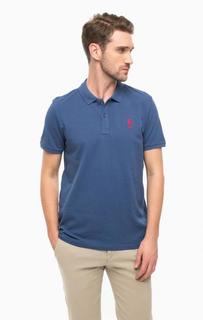 Синяя хлопковая футболка поло U.S. Polo Assn.
