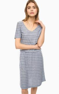Голубое платье в полоску с карманами Ichi