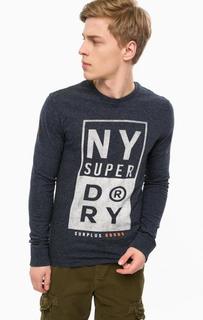 Синяя хлопковая футболка с принтом Superdry