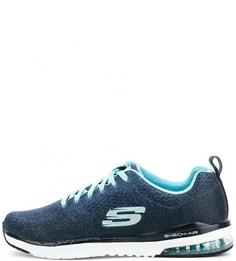 Синие текстильные кроссовки на шнурках Skechers