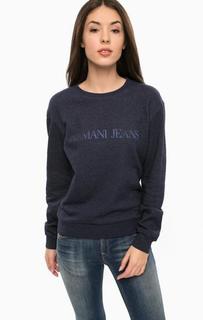 Синий свитшот с логотипом бренда Armani Jeans