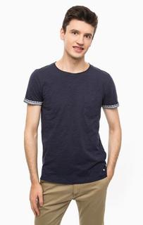 Синяя хлопковая футболка с карманом Tom Tailor Denim