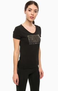 Черная хлопковая футболка EA7