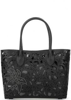 Черная кожаная сумка с двумя ручками Tosca BLU