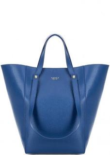 Вместительная синяя кожаная сумка Tosca BLU