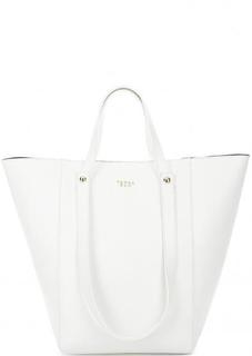 Вместительная белая кожаная сумка Tosca BLU