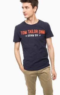 Синяя футболка с контрастным принтом Tom Tailor Denim
