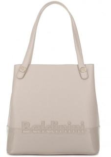 Розово-бежевая кожаная сумка с двумя ручками Baldinini
