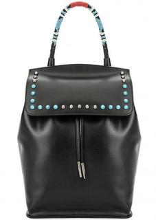 Черный кожаный рюкзак с узкими лямками Tosca BLU