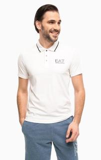 Белая футболка поло с принтом EA7