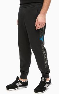 Зауженные синие брюки в спортивном стиле EA7