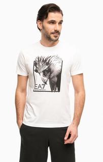 Белая футболка с контрастным принтом EA7
